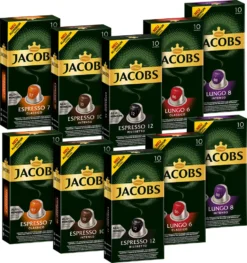 JACOBS Kapseln Espresso Lungo 5x20 Nespresso®* Kompatible Kaffeekapseln Testset