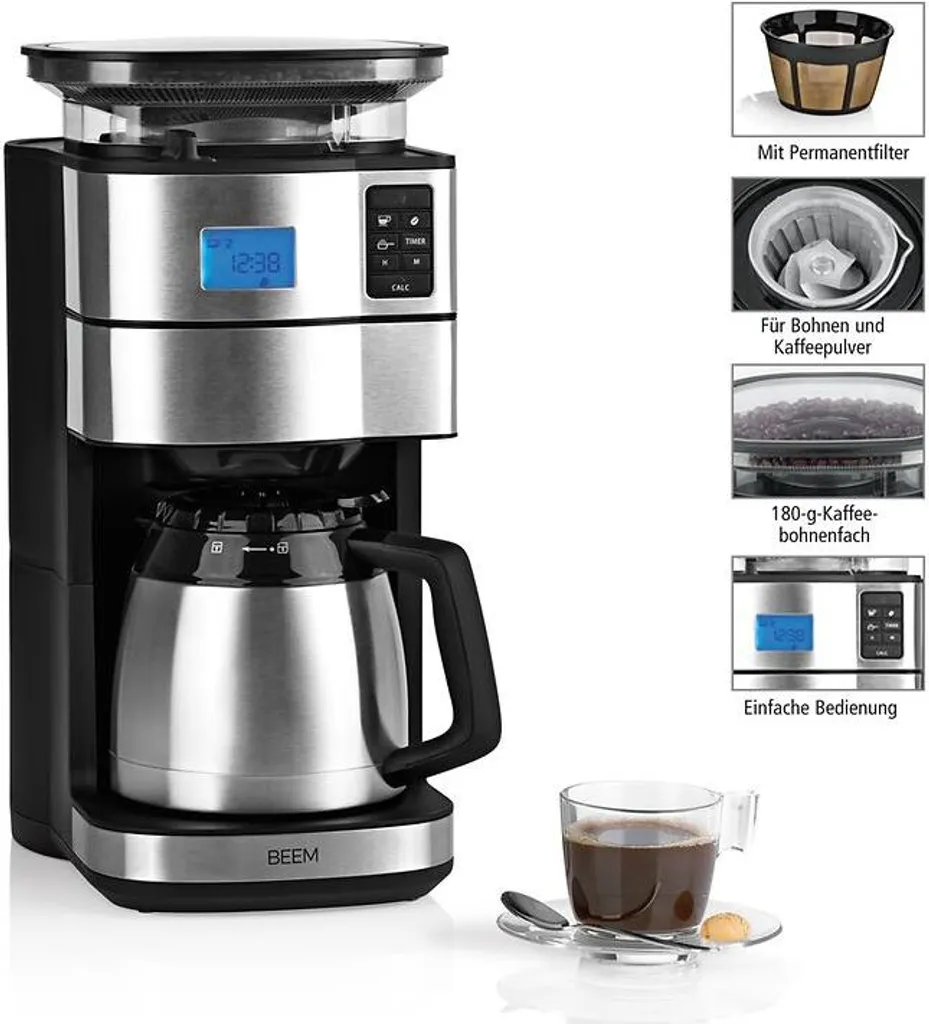 BEEM FRESH-AROMA-PERFECT II Filterkaffeemaschine Mit Mahlwerk - Thermo Kaffeemaschine Filterkaffeemaschine 10 Tassen Timer Thermoskanne Edelstahl 17 BEEM FRESH-AROMA-PERFECT II Filterkaffeemaschine Mit Mahlwerk - Thermo Kaffeemaschine Filterkaffeemaschine 10 Tassen Timer Thermoskanne Edelstahl – Bild 15