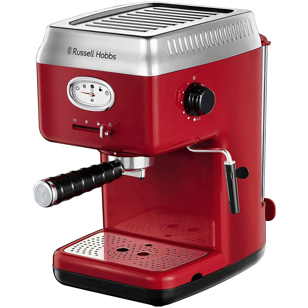 Russell Hobbs Espressomaschine Retro Rot Siebträger (15 Bar, 2 Tassen-Einsätze, 1,1l Abnehmbarer Wassertank, Dampf-Milchschaumdüse, Portionierlöffel Mit Tamper) Kaffeemaschine 3 Russell Hobbs Espressomaschine Retro Rot Siebträger (15 Bar, 2 Tassen-Einsätze, 1,1l Abnehmbarer Wassertank, Dampf-Milchschaumdüse, Portionierlöffel Mit Tamper) Kaffeemaschine