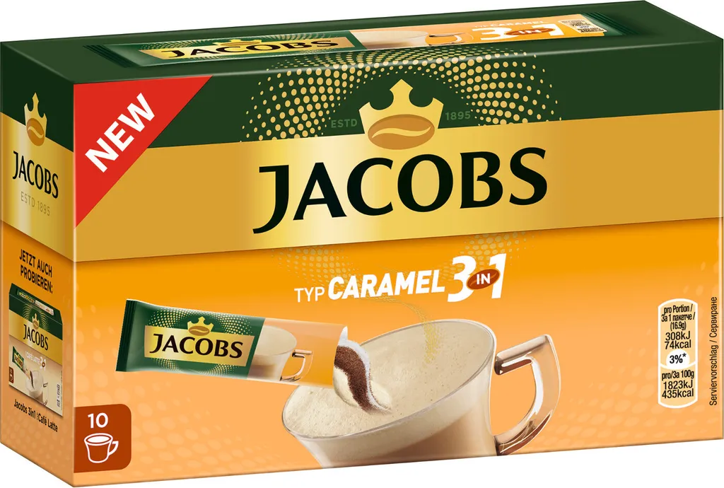 JACOBS 3in1 Typ Caramel Löslicher Kaffee 12er Pack 12 X 10 Getränke Sticks 4 JACOBS 3in1 Typ Caramel Löslicher Kaffee 12er Pack 12 X 10 Getränke Sticks – Bild 2