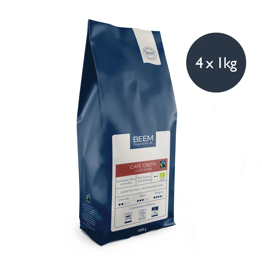 Kaffeebohnen Café CremaRöstung Bohnenkaffee Röstkaffee 4x1kg BEEM 4 Kaffeebohnen Café CremaRöstung Bohnenkaffee Röstkaffee 4x1kg BEEM – Bild 2