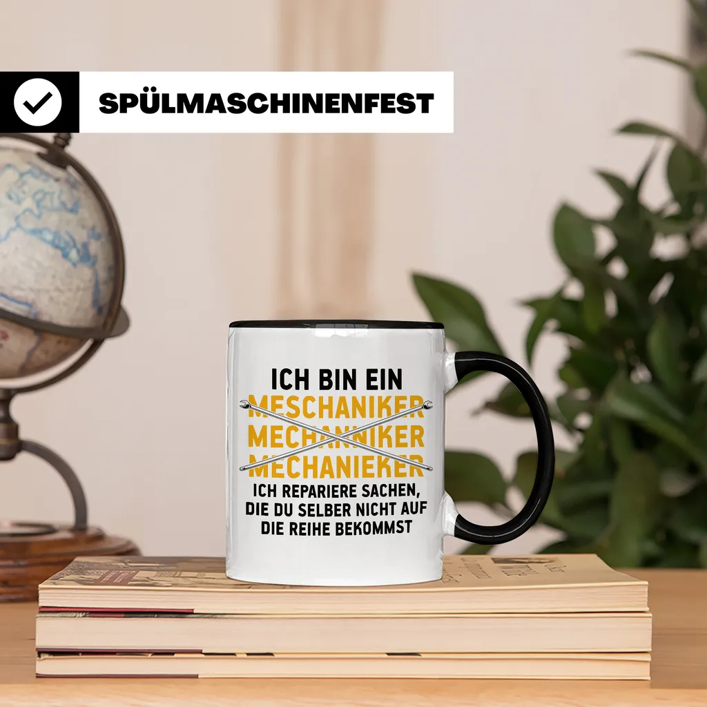 Lustige Tasse Automechaniker KFZ Mechaniker Geschenk Mechatroniker Werkstatt Tasse (Schwarz) 4 Lustige Tasse Automechaniker KFZ Mechaniker Geschenk Mechatroniker Werkstatt Tasse (Schwarz) – Bild 2
