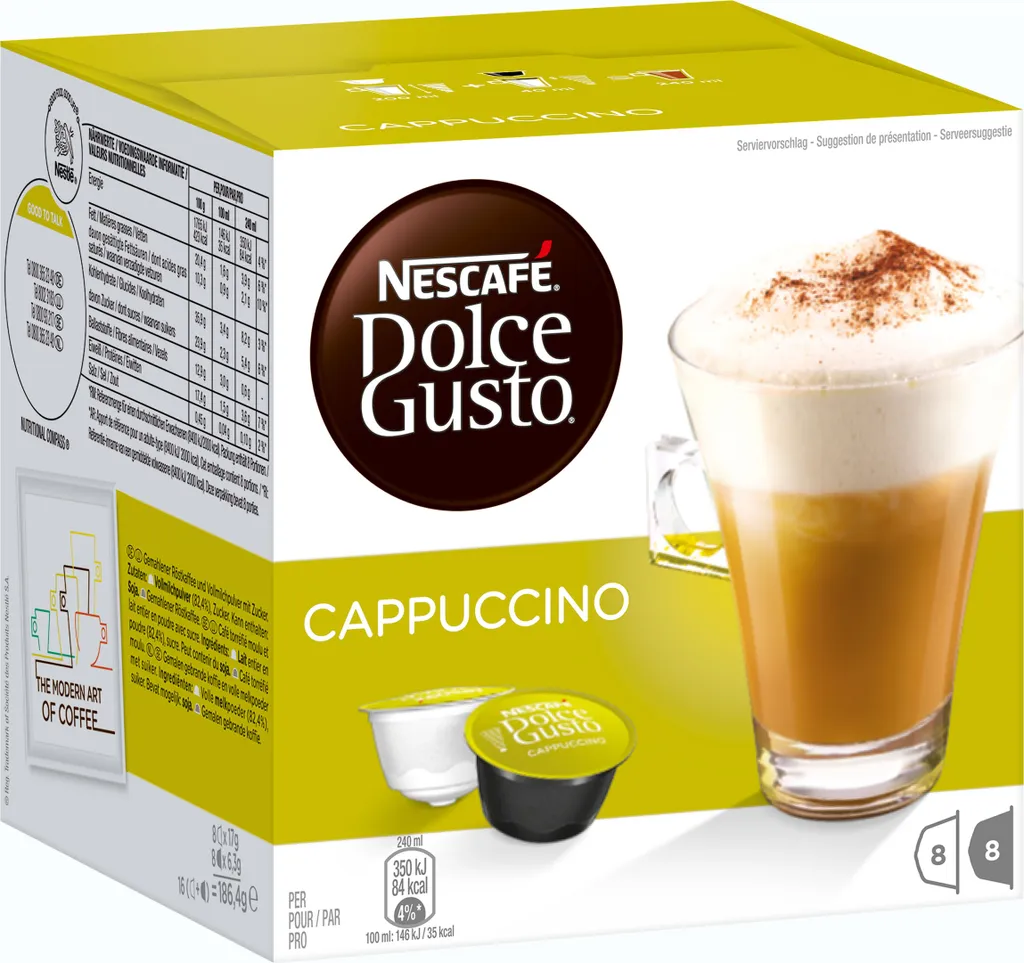 Nestlé® Nescafé Dolce Gusto Cappuccino, Milchkaffee, Kaffeekapsel, Kaffee, 96 Kapseln (48 Portionen) 4 Nestlé® Nescafé Dolce Gusto Cappuccino, Milchkaffee, Kaffeekapsel, Kaffee, 96 Kapseln (48 Portionen) – Bild 2