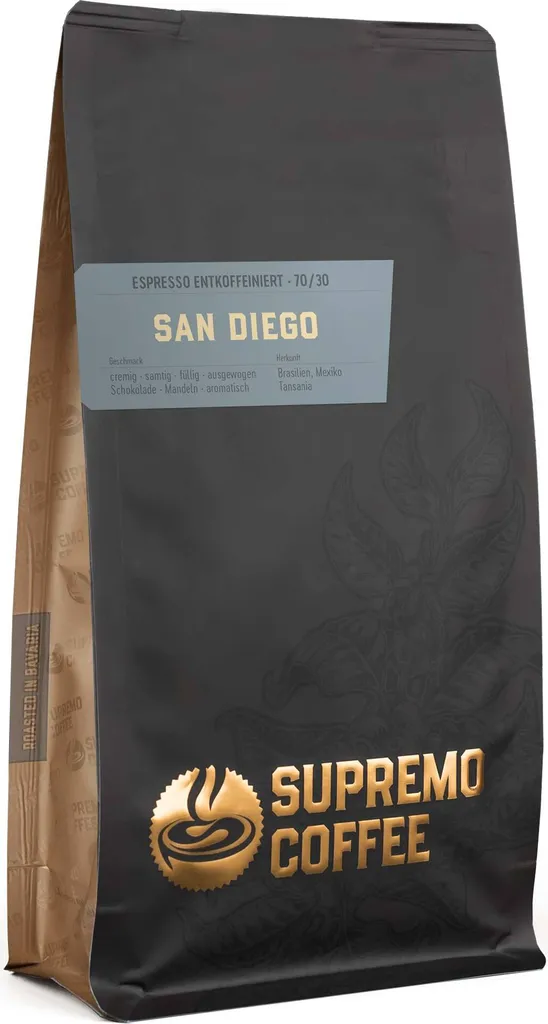 Supremo Espresso San Diego (DEKA) Entkoffeiniert Bohne 1kg - Kaffeebohnen Kaffee Bohnen 4 Supremo Espresso San Diego (DEKA) Entkoffeiniert Bohne 1kg - Kaffeebohnen Kaffee Bohnen – Bild 2
