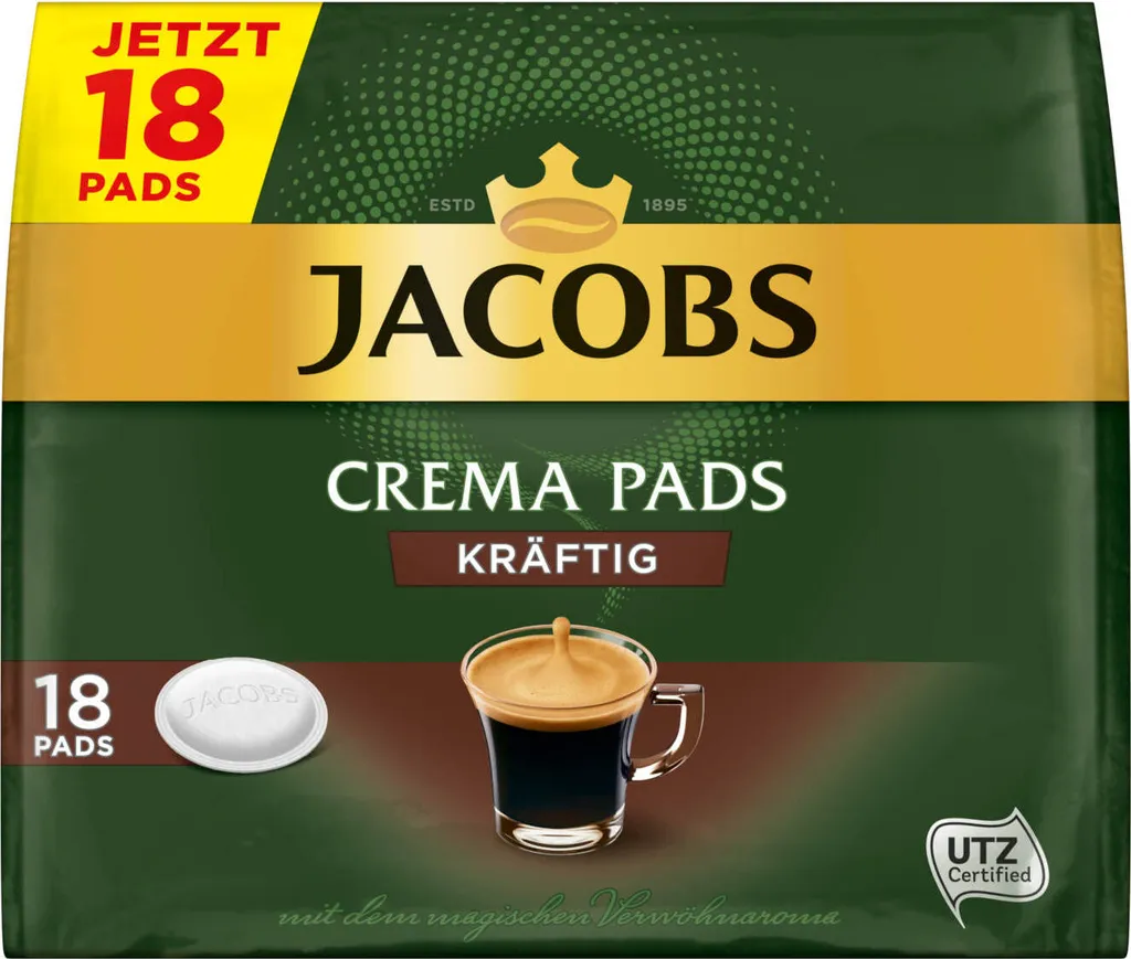 JACOBS Pads Crema Kräftig 5 X 18 Getränke - 90 Kaffeepads Senseo Kompatibel 4 JACOBS Pads Crema Kräftig 5 X 18 Getränke - 90 Kaffeepads Senseo Kompatibel – Bild 2