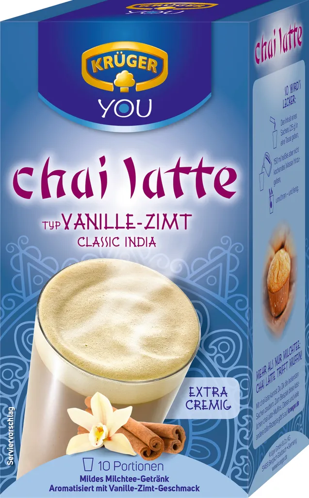 Krüger You Chai Latte Typ Vanille-Zimt Classic India Extra Cremig | 10 Portionen 3 Krüger You Chai Latte Typ Vanille-Zimt Classic India Extra Cremig | 10 Portionen