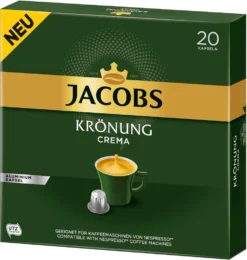 Jacobs Kaffeekapseln Krönung Crema, 20 Nespresso®* Kompatible Kapseln, 1 X 20 Getränke -Kaffeegetränkeladen 2569b71b7f7ef46fb57f38464a4a729f