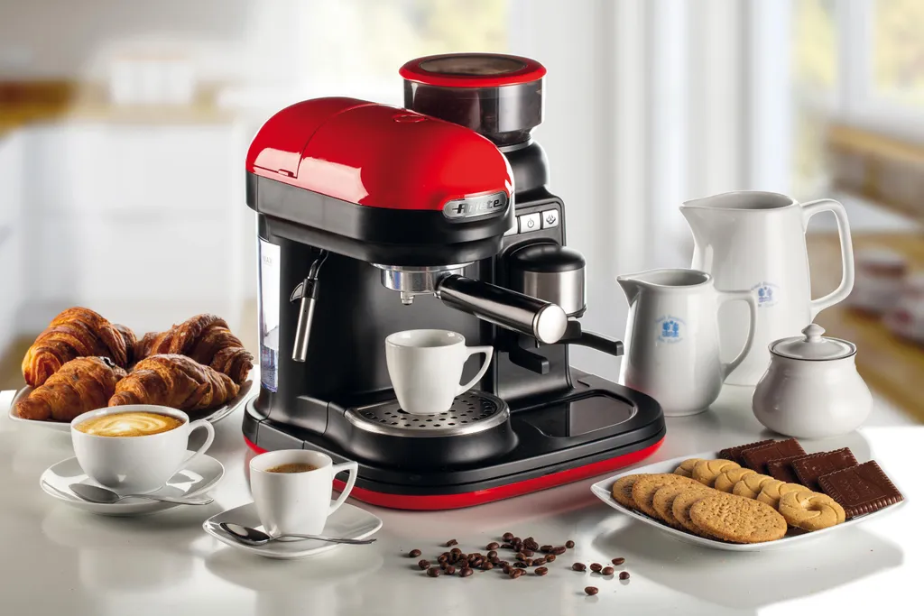 Ariete Siebträger-Espressomaschine Moderna Mit Kaffeemühle Und Aufschäumdüse, Rot/schwarz 7 Ariete Siebträger-Espressomaschine Moderna Mit Kaffeemühle Und Aufschäumdüse, Rot/schwarz – Bild 5