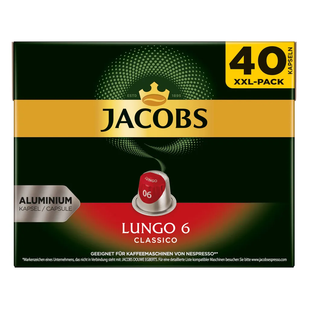 JACOBS Lungo 6 Classico + 8 Intenso - 240 Kapseln XXL-Pack Nespresso®* Kompatibel 4 JACOBS Lungo 6 Classico + 8 Intenso - 240 Kapseln XXL-Pack Nespresso®* Kompatibel – Bild 2