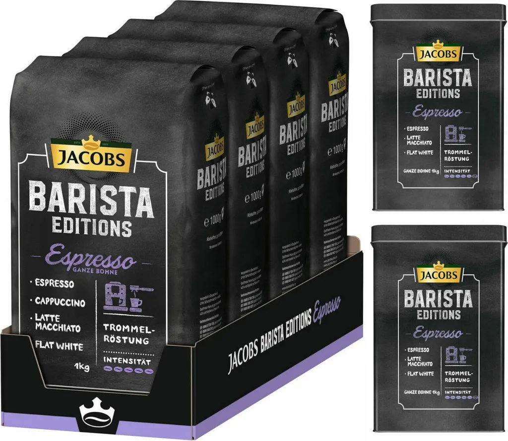 JACOBS Kaffeebohnen Barista Editions Espresso Esproessobohnen 4x1 Kg +2 Dosen 3 JACOBS Kaffeebohnen Barista Editions Espresso Esproessobohnen 4x1 Kg +2 Dosen