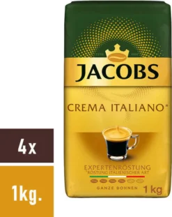 JACOBS Kaffeebohnen Expertenröstung Crema Italiano 4x1kg Ganze Kaffee Bohnen -Kaffeegetränkeladen 4500c6e2c0848b6d159e2b269f386b13