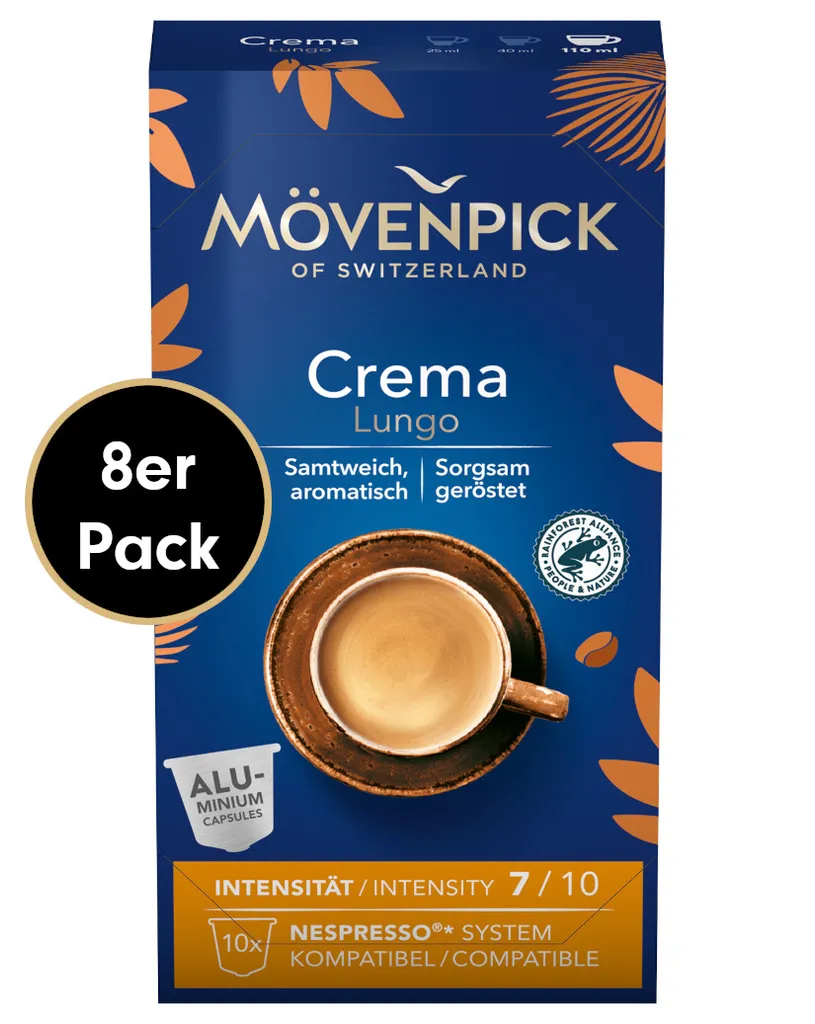 Kaffeekapseln CREMA LUNGO In Alukapseln Von Mövenpick, 8x10 Stück 3 Kaffeekapseln CREMA LUNGO In Alukapseln Von Mövenpick, 8x10 Stück