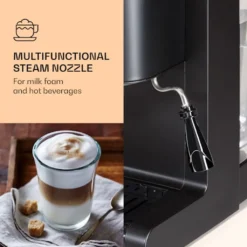 Klarstein Passionata 20 - Espressomaschine, Espresso-Automat, Kaffee-Maschine, 1350 Watt, 1,25 Liter, Automatischer Druckablass, Inkl. Milchschaum Düse Für Zubereitung Von Cappuccino, Schwarz -Kaffeegetränkeladen 49f8e8cf8820b4bf08b4622b95477f4c