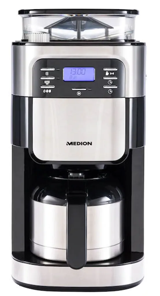 MEDION Kaffeemaschine Mit Mahlwerk Und Thermoskanne (Timer, 1 Liter, 900 Watt, Kaffeebohnenmahlwerk, 8 Mahlstufen, LED Display, Tropf Stopp, Isolierkanne, MD19777) 10 MEDION Kaffeemaschine Mit Mahlwerk Und Thermoskanne (Timer, 1 Liter, 900 Watt, Kaffeebohnenmahlwerk, 8 Mahlstufen, LED Display, Tropf Stopp, Isolierkanne, MD19777) – Bild 8