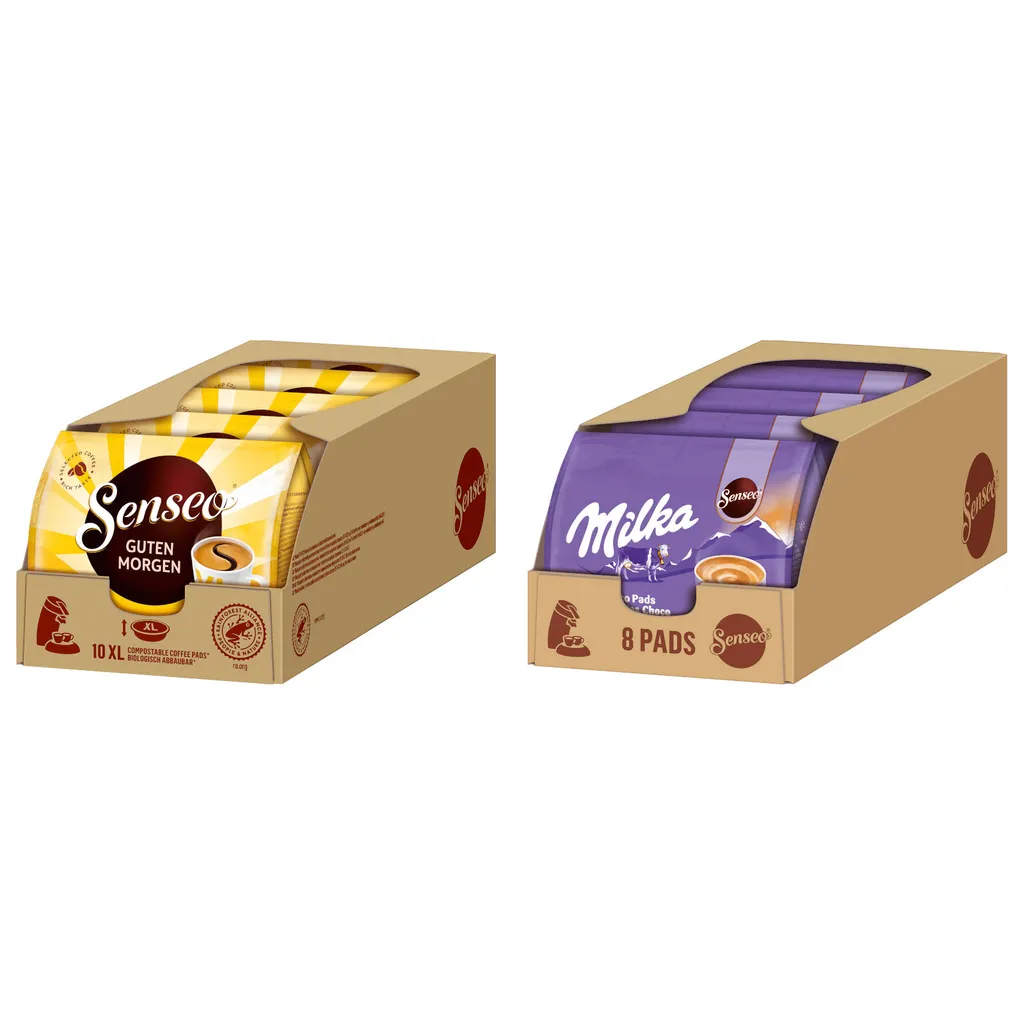 SENSEO Pads Guten Morgen XL Kaffee & Milka Schoko - 90 Getränke UTZ- 3 SENSEO Pads Guten Morgen XL Kaffee & Milka Schoko - 90 Getränke UTZ-