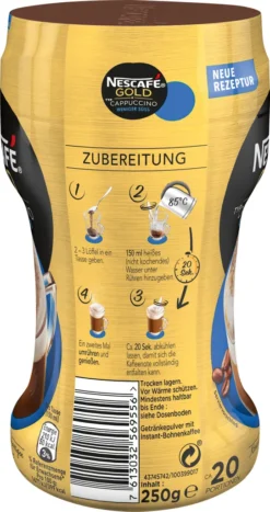 Nescafé® Nescafé Gold Typ Cappuccino Weniger Süß | 250g Dose -Kaffeegetränkeladen 5754fbf9b2340d33fe81e8b3e2eb8ff7