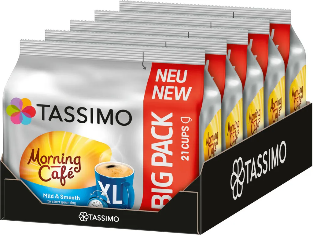 TASSIMO Kapseln Morning Café XL T-Discs Mild & Smooth 5 X 21 - 105 Getränke 3 TASSIMO Kapseln Morning Café XL T-Discs Mild & Smooth 5 X 21 - 105 Getränke