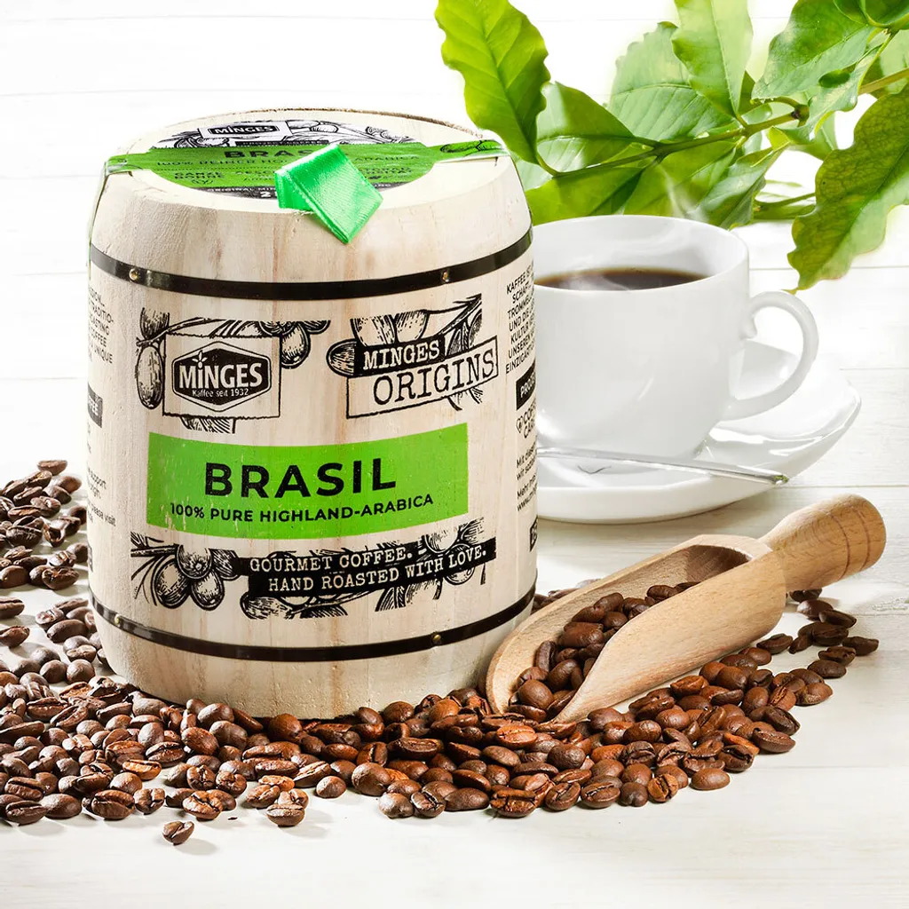 Minges Kaffee Brasil Hochland Im Holzfass, Ganze Bohne 4 Minges Kaffee Brasil Hochland Im Holzfass, Ganze Bohne – Bild 2