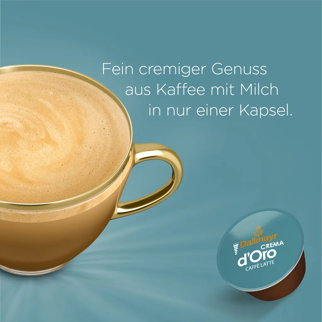 Nestlé® Nescafé Dolce Gusto Dallmayr Crema DOro Caffé Latte, Kaffeekapsel, Kaffee, 16 Kapseln 8 Nestlé® Nescafé Dolce Gusto Dallmayr Crema DOro Caffé Latte, Kaffeekapsel, Kaffee, 16 Kapseln – Bild 6