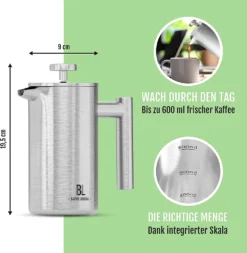 Bjørn Liebdhal French Press Edelstahl Kaffeemaschine Auch Für Camping : 0.6 Liter 16 Bjørn Liebdhal French Press Edelstahl Kaffeemaschine Auch Für Camping : 0.6 Liter -Kaffeegetränkeladen 68397e6f8d361b66a7e54b91bea8ea2f