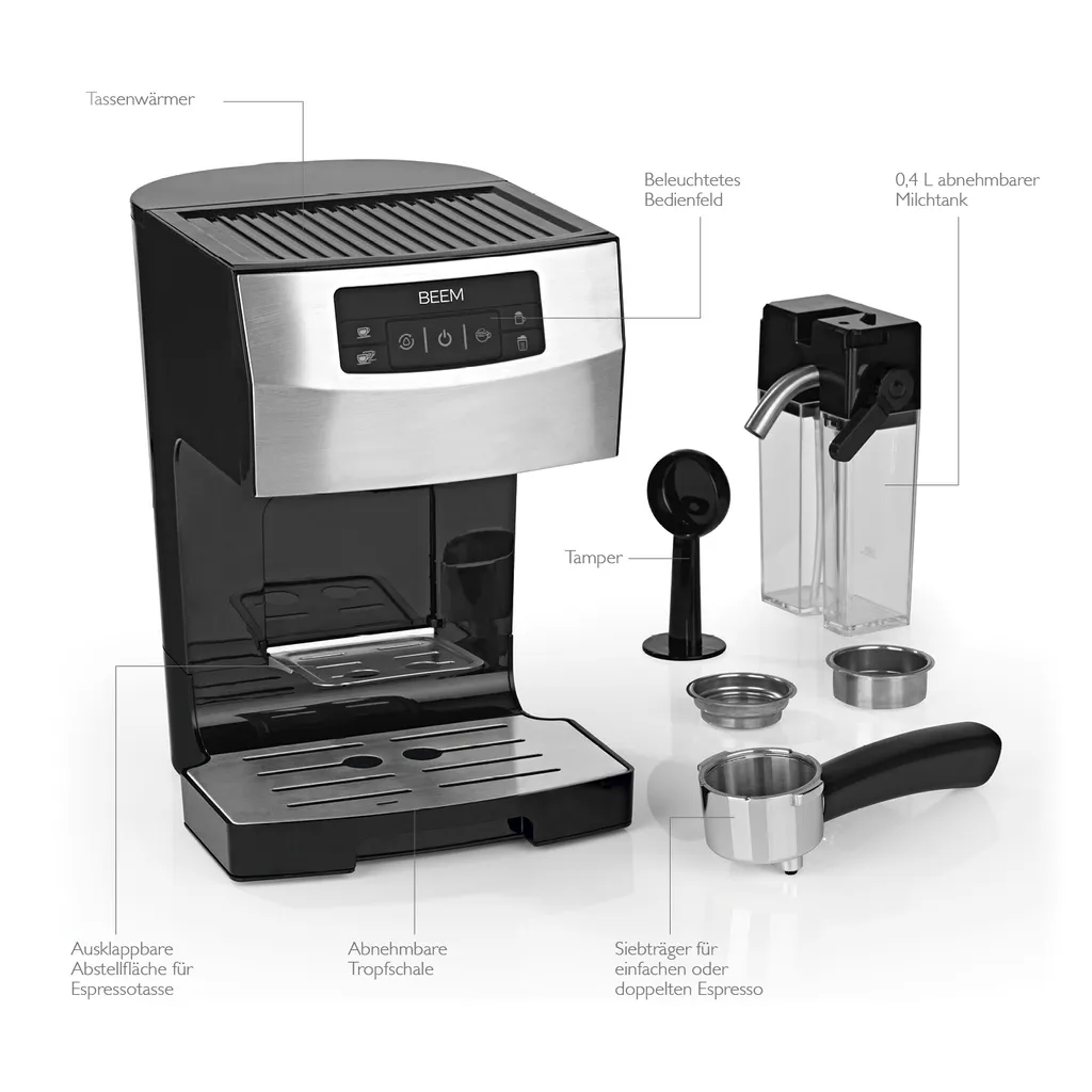 Espressomaschine Siebträger Maschine Barista Edelstahl Milchschaumdüse 20 Bar 5 Espressomaschine Siebträger Maschine Barista Edelstahl Milchschaumdüse 20 Bar – Bild 3