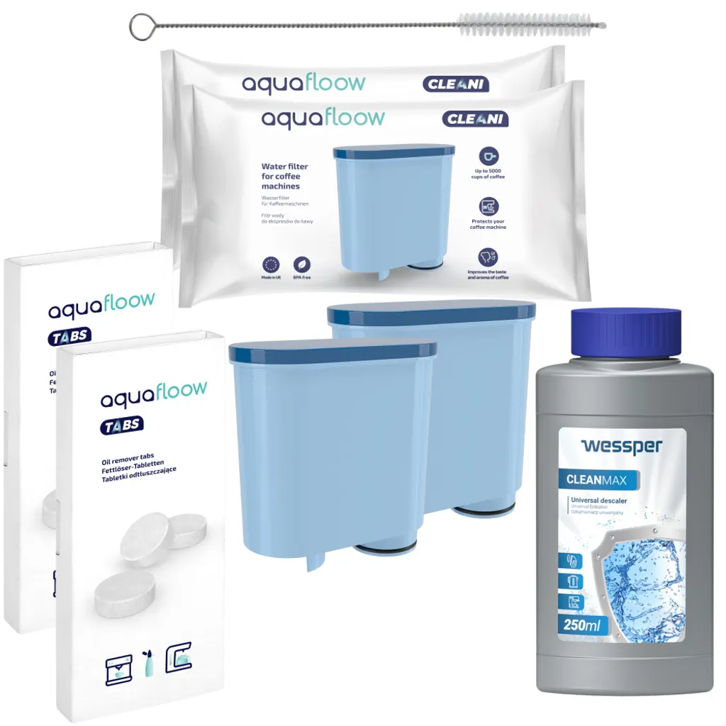 AquaFloow Set Für Philips/Saeco- 2x Wasserfilter, 1x Clean Max Entkalker 250ml, 2x Reinigungstabletten, Reiniger 3 AquaFloow Set Für Philips/Saeco- 2x Wasserfilter, 1x Clean Max Entkalker 250ml, 2x Reinigungstabletten, Reiniger