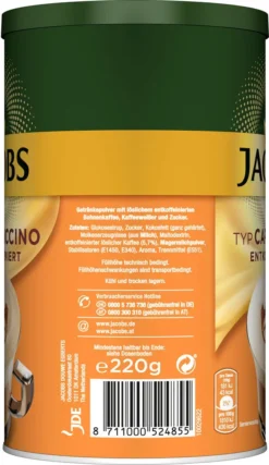 JACOBS Typ Cappuccino Entkoffeiniert 8 Dosen (8 X 220 G) -Kaffeegetränkeladen 710abf14fc684c218151b1b6e46a0d9a