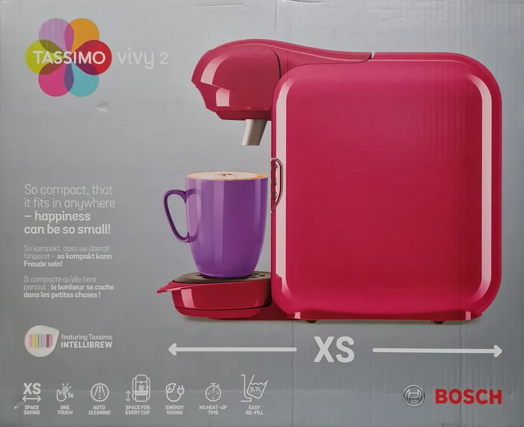 Bosch Tassimo Vivy2 Kapselmaschine TAS1401, Kompaktes Design, Vollautomatisch, Geeignet Für Alle Tassen - Pink 11 Bosch Tassimo Vivy2 Kapselmaschine TAS1401, Kompaktes Design, Vollautomatisch, Geeignet Für Alle Tassen - Pink – Bild 9
