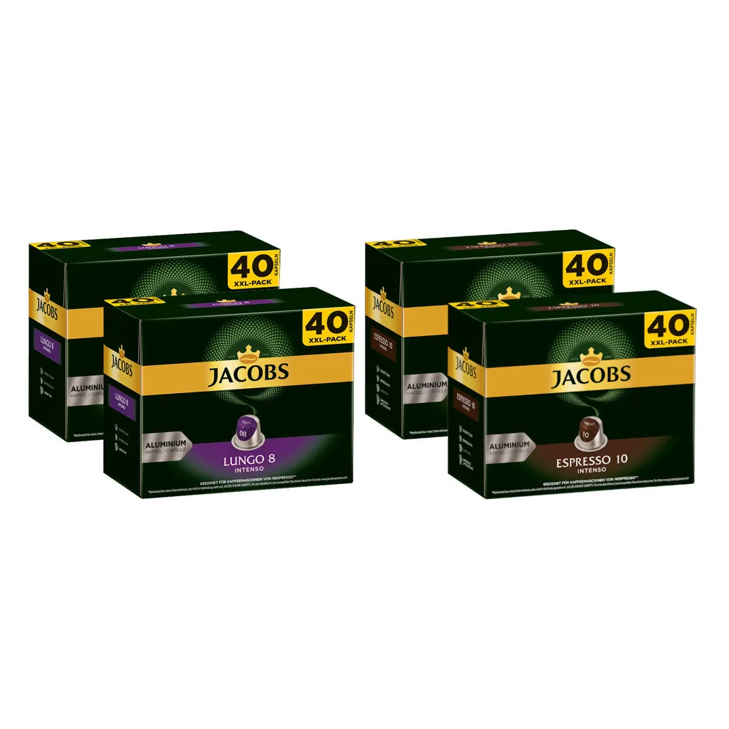 JACOBS Kapseln Nespresso®* Kompatibel 2 X 40 Lungo 8 Intenso + 2 X 40 Espresso 10 Intenso XXL-Pack - Insgesamt 160 Getränke 6 JACOBS Kapseln Nespresso®* Kompatibel 2 X 40 Lungo 8 Intenso + 2 X 40 Espresso 10 Intenso XXL-Pack - Insgesamt 160 Getränke – Bild 4