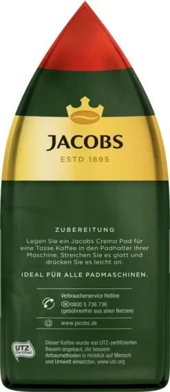 JACOBS Pads Crema Classic UTZ- 5 X 36 Getränke Vorteilspack + 1 Senseo Dose -Kaffeegetränkeladen 7554381ac29ab3d168b31cf81f1ca556