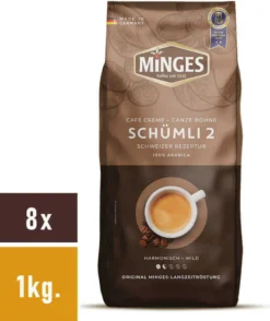 Minges - Café Crème Schümli 2 Bohnen - 8x 1 Kg -Kaffeegetränkeladen 775c6bc74b377a51fa01b01e45f6a645