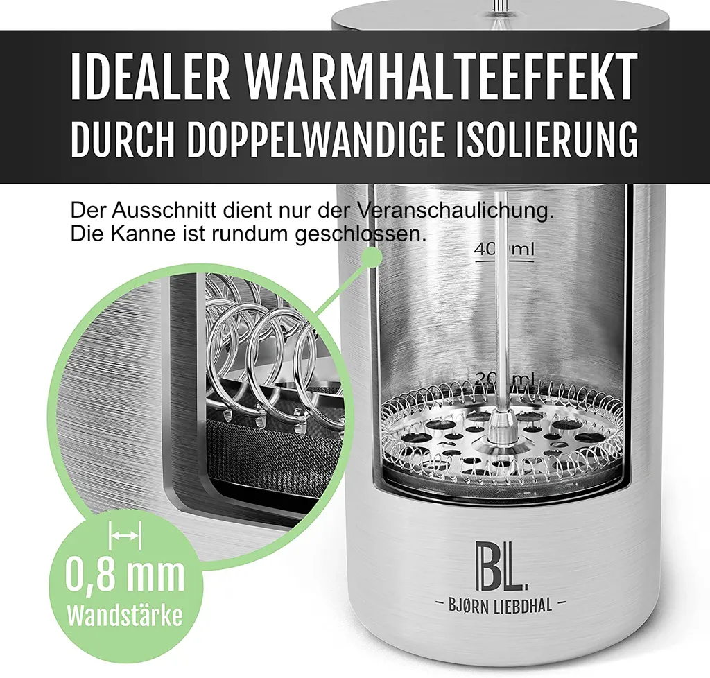 Bjørn Liebdhal French Press Edelstahl Kaffeemaschine Auch Für Camping : 0.6 Liter 10 Bjørn Liebdhal French Press Edelstahl Kaffeemaschine Auch Für Camping : 0.6 Liter – Bild 8