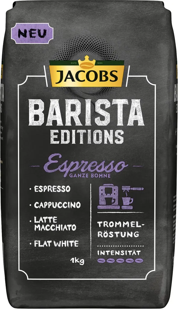Jacobs Barista Editions Espresso, Bohnenkaffee, Ganze Bohnen, Röstkaffee, Kaffeebohnen, 4 X 1000 G 4 Jacobs Barista Editions Espresso, Bohnenkaffee, Ganze Bohnen, Röstkaffee, Kaffeebohnen, 4 X 1000 G – Bild 2
