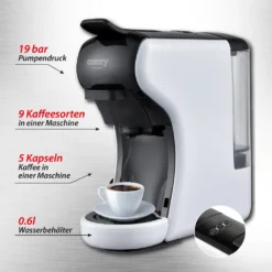 Adler Camry CR 4414 Multi-Espressomaschine Mit 5 Kapselkaffeeeinsätzen 19 Bar Pumpendruck 14 Adler Camry CR 4414 Multi-Espressomaschine Mit 5 Kapselkaffeeeinsätzen 19 Bar Pumpendruck -Kaffeegetränkeladen 79c5b52b79b45a2d92a76527817a659e
