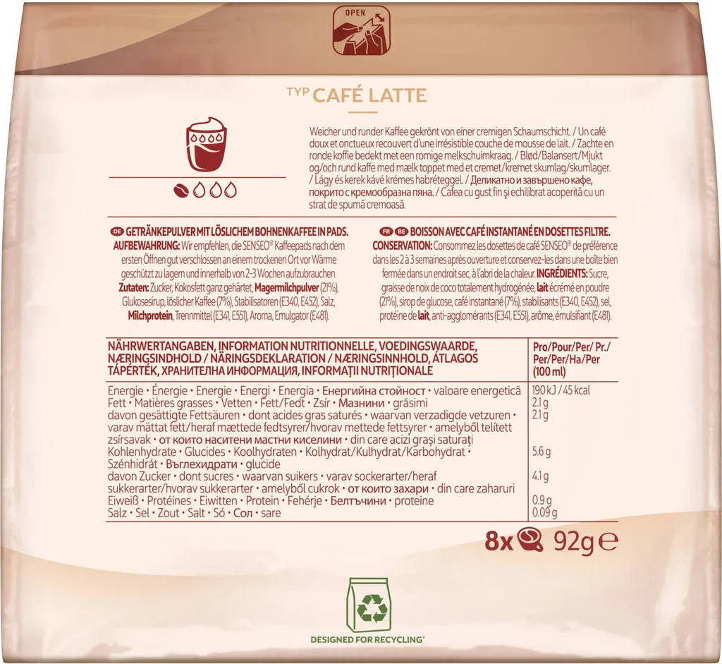SENSEO Pads Typ Café Latte + Typ Café Latte Vanilla à 5x8 Getränke- 80 Portionen 5 SENSEO Pads Typ Café Latte + Typ Café Latte Vanilla à 5x8 Getränke- 80 Portionen – Bild 3