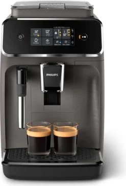 Philips Kaffeevollautomat 2200 Series, 2 Kaffeespezialitäten, Milchaufschäumer, Intuitives Touchdisplay, Grau (EP2224/10)