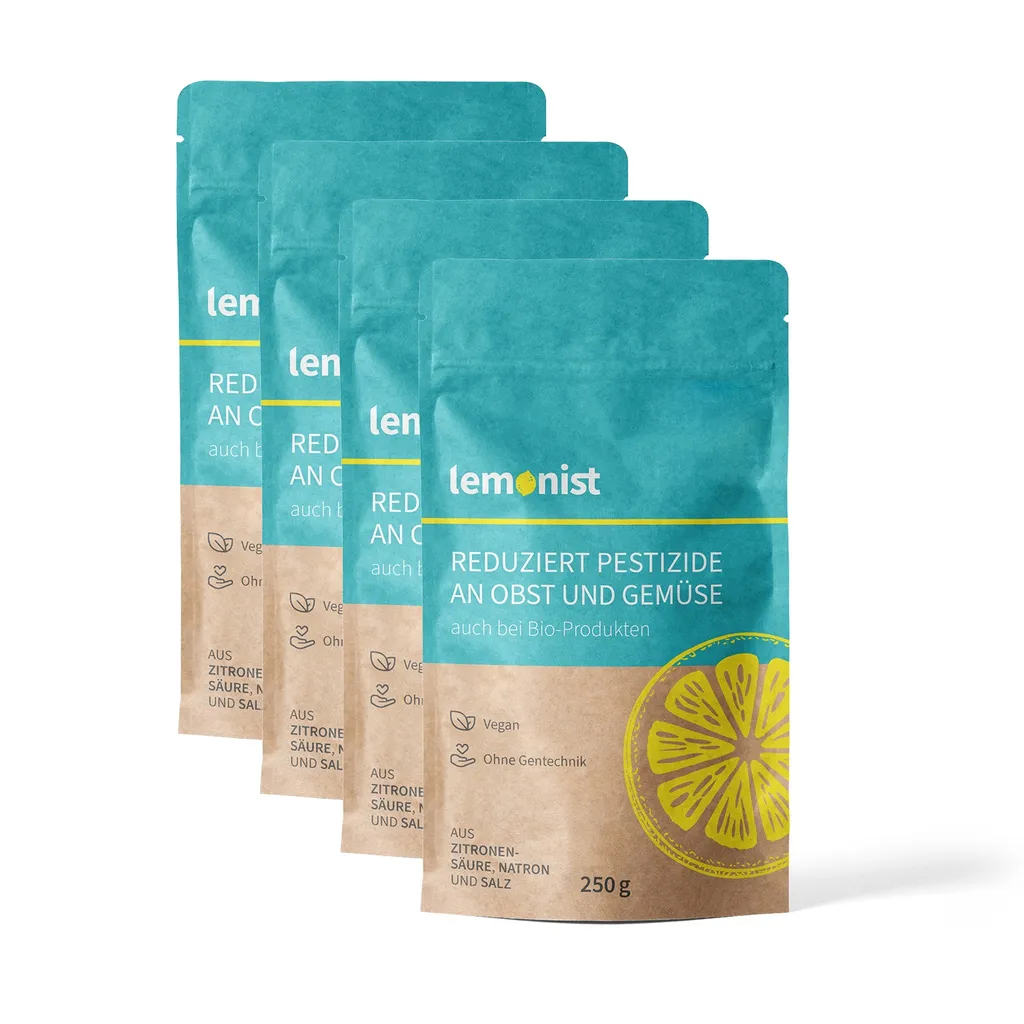 Lemonist Pestizid-Reduzierer - 4er-Set Obst- Und Gemüsereiniger Natron Zitronensäure Salz Granulat Vegan Reduzierung Von Pestiziden - Germany 3 Lemonist Pestizid-Reduzierer - 4er-Set Obst- Und Gemüsereiniger Natron Zitronensäure Salz Granulat Vegan Reduzierung Von Pestiziden - Germany