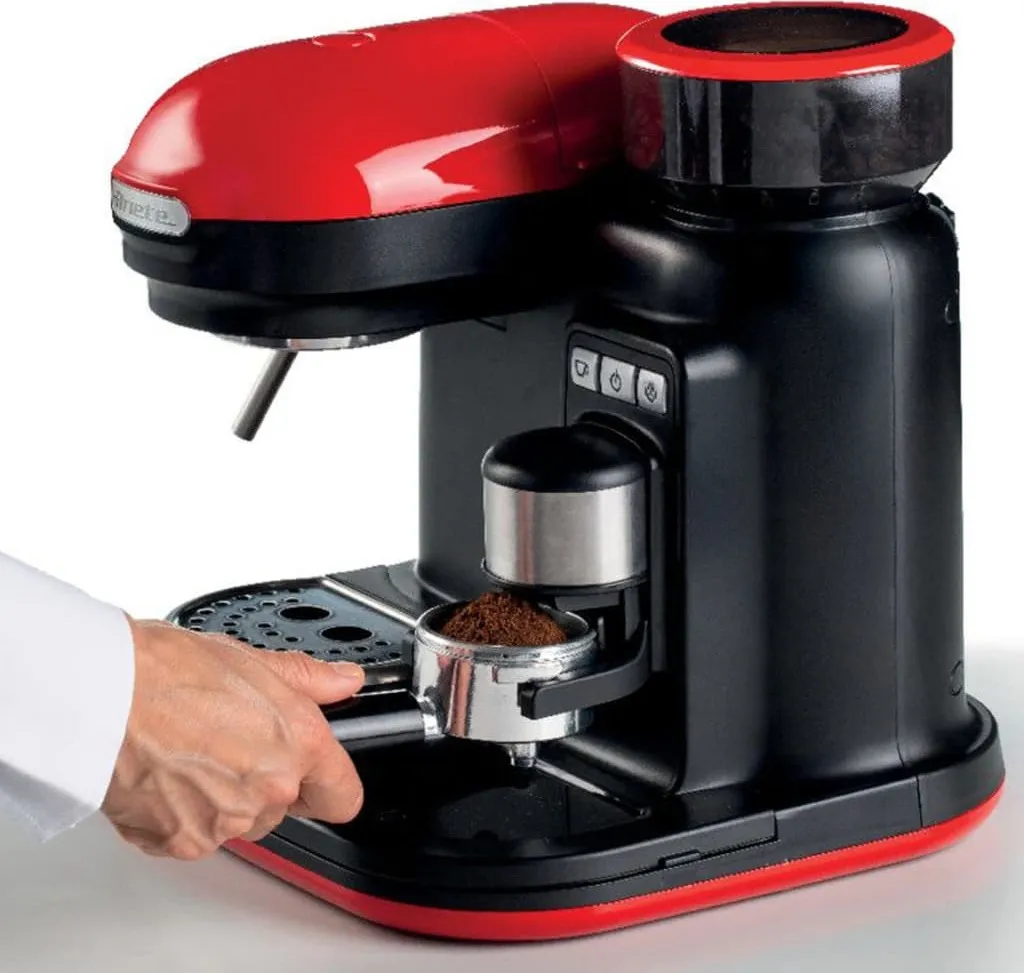 Ariete Siebträger-Espressomaschine Moderna Mit Kaffeemühle Und Aufschäumdüse, Rot/schwarz 9 Ariete Siebträger-Espressomaschine Moderna Mit Kaffeemühle Und Aufschäumdüse, Rot/schwarz – Bild 7