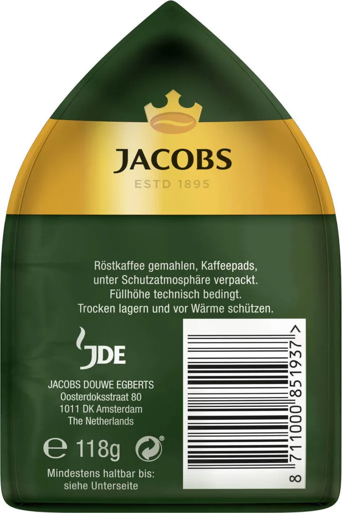 JACOBS Pads Crema Kräftig 5 X 18 Getränke - 90 Kaffeepads Senseo Kompatibel 8 JACOBS Pads Crema Kräftig 5 X 18 Getränke - 90 Kaffeepads Senseo Kompatibel – Bild 6