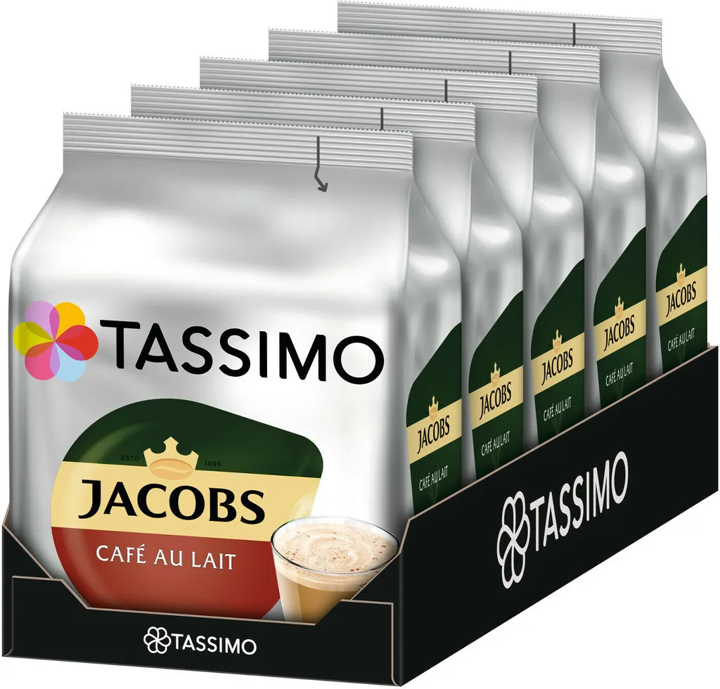 Tassimo Jacobs Café Au Lait 5er Pack, Kaffee, Kaffeekapsel, Milchkaffee Aus Gemahlenem Röstkaffee, 80 T-Discs / Portionen 4 Tassimo Jacobs Café Au Lait 5er Pack, Kaffee, Kaffeekapsel, Milchkaffee Aus Gemahlenem Röstkaffee, 80 T-Discs / Portionen – Bild 2