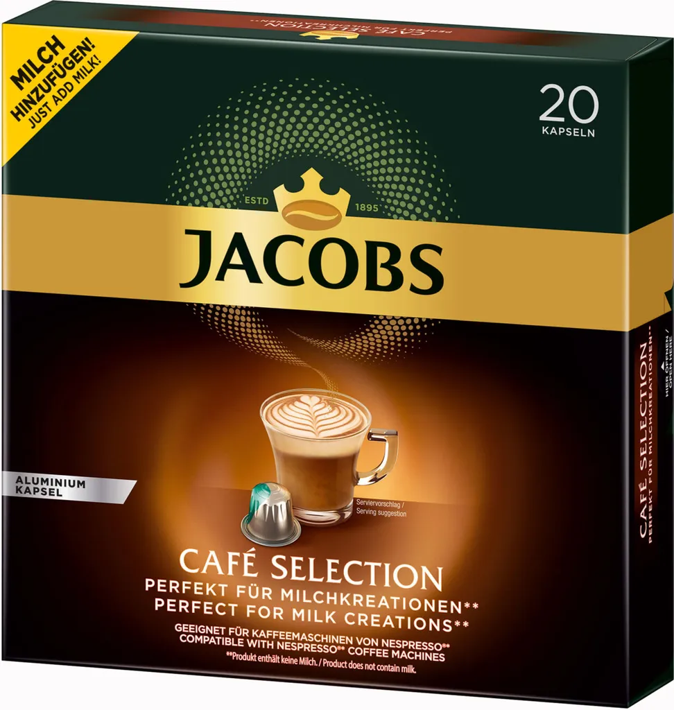Jacobs Café Selection, Kaffeekapseln, Nespresso Kompatibel, Kaffee, 20 Kapseln á 5.2 G 4 Jacobs Café Selection, Kaffeekapseln, Nespresso Kompatibel, Kaffee, 20 Kapseln á 5.2 G – Bild 2