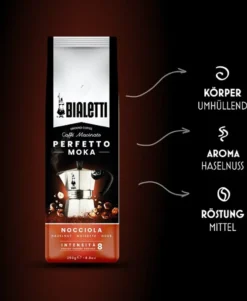 Bialetti Perfetto Moka Nocciola, Kaffee Gemahlen, Röstkaffee, Intensität 8, 250 G, 96080321 -Kaffeegetränkeladen 8d8bcc4d8c159ca68cbf6b33f5a3bcb9