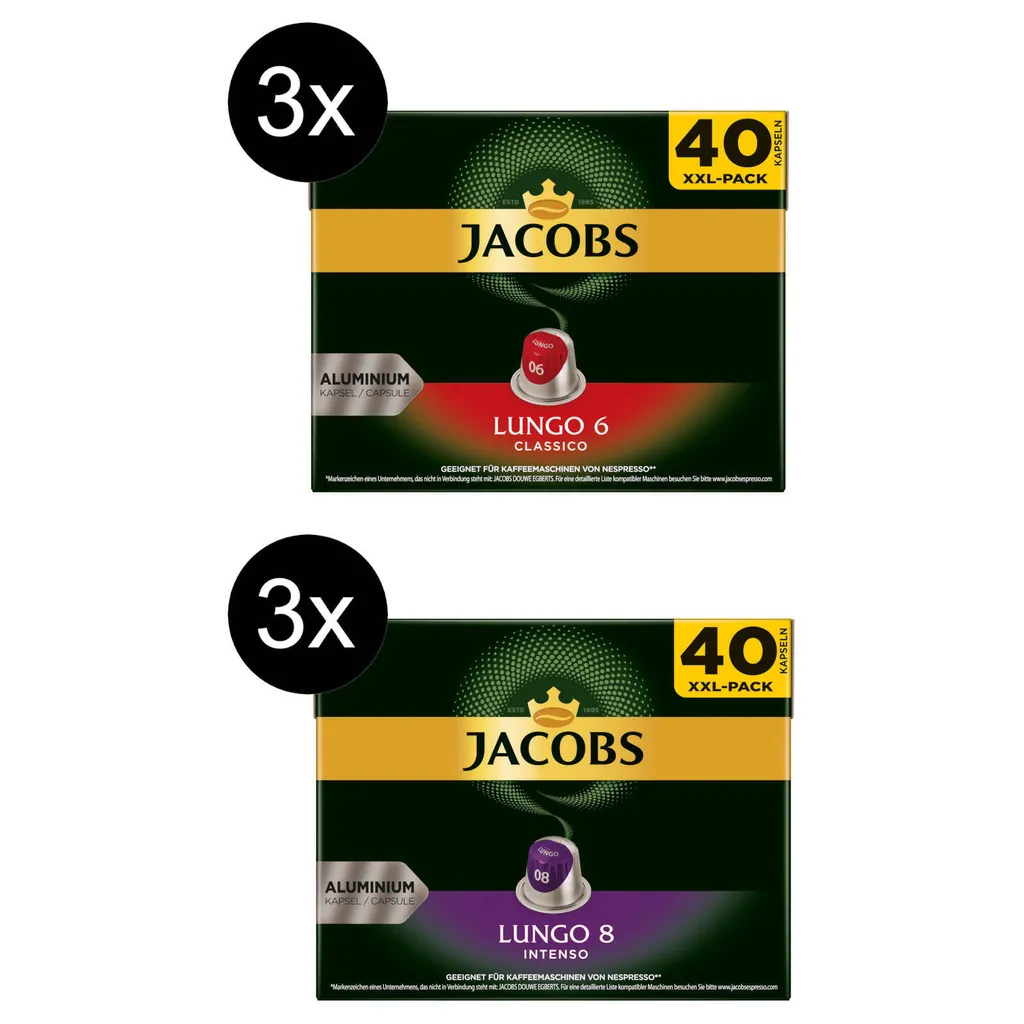 JACOBS Lungo 6 Classico + 8 Intenso - 240 Kapseln XXL-Pack Nespresso®* Kompatibel 6 JACOBS Lungo 6 Classico + 8 Intenso - 240 Kapseln XXL-Pack Nespresso®* Kompatibel – Bild 4