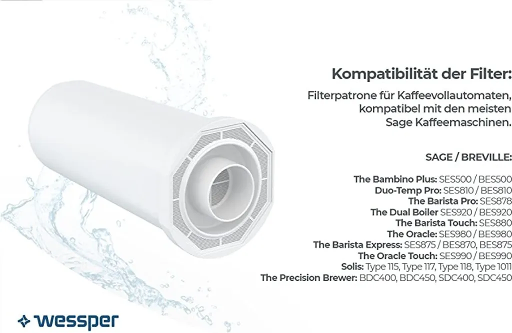 Wessper 6 Stück Wasserfilter Für Sage Kaffeemaschinen | Barista Zubehör Ersatz Für Sage Claro Swiss, Sage Barista Express Pro SES008, SES875,BES920, SES980, SES990, BES811, SES878, SES880, SES812 10 Wessper 6 Stück Wasserfilter Für Sage Kaffeemaschinen | Barista Zubehör Ersatz Für Sage Claro Swiss, Sage Barista Express Pro SES008, SES875,BES920, SES980, SES990, BES811, SES878, SES880, SES812 – Bild 8