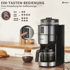 Kompakte Kaffeemaschinen Mit Mahlwerk Filterkaffeemaschine Kaffeemaschine Mit Mühle Für Bohnenkaffee Und Kaffeepulver 2/4/6 Tassen, Schwarz -Kaffeegetränkeladen 92787513030259b398fabcfcd4cd093f