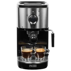 Bestron Espressomaschine Für 2 Tassen, Kolbenmaschine Mit Schwenkbarer Dampfdüse, Inkl. Integriertem Tassenwärmer, Herausnehmbarem Wassertank & 15 Bar Pumpendruck, 1.450 Watt, Farbe: Silber -Kaffeegetränkeladen 92b20e69a774da73bd6a246f19842da1