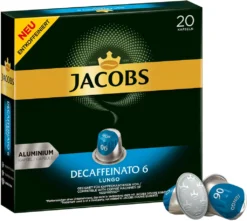 JACOBS Kapseln Decaffeinato 6 Lungo Entkoffeiniert 1 X 20 Nespresso®* Kompatible Kaffeekapseln -Kaffeegetränkeladen 9372ef07e3396c7c58acd267eab970c6