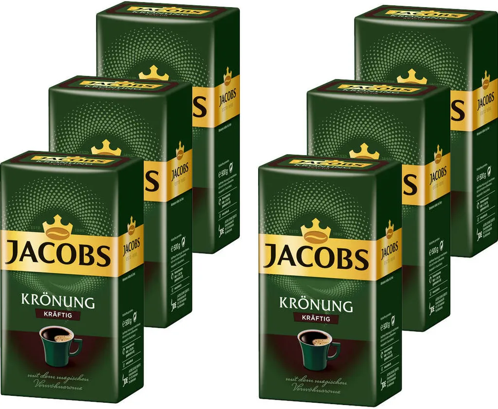JACOBS Filterkaffee Krönung Kräftig 6 X 500g Pulver-Kaffee Gemahlen Röstkaffee 3 JACOBS Filterkaffee Krönung Kräftig 6 X 500g Pulver-Kaffee Gemahlen Röstkaffee