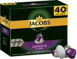 JACOBS Kapseln Nespresso®* Kompatibel 2 X 40 Lungo 8 Intenso + 2 X 40 Espresso 10 Intenso XXL-Pack - Insgesamt 160 Getränke