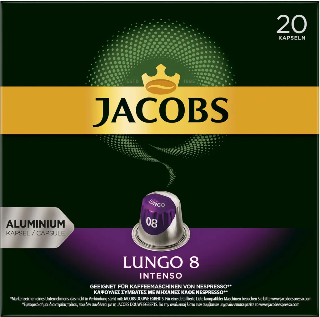 JACOBS Kapseln Nespresso®* Kompatibel 5x20 Lungo 8 Intenso+ 5x20 Decaffeinato 6 4 JACOBS Kapseln Nespresso®* Kompatibel 5x20 Lungo 8 Intenso+ 5x20 Decaffeinato 6 – Bild 2